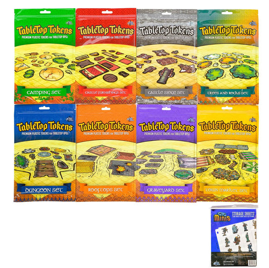 Tabletop Tokens 8-Set Bundle + Storage Sheets - Geek Tank Games