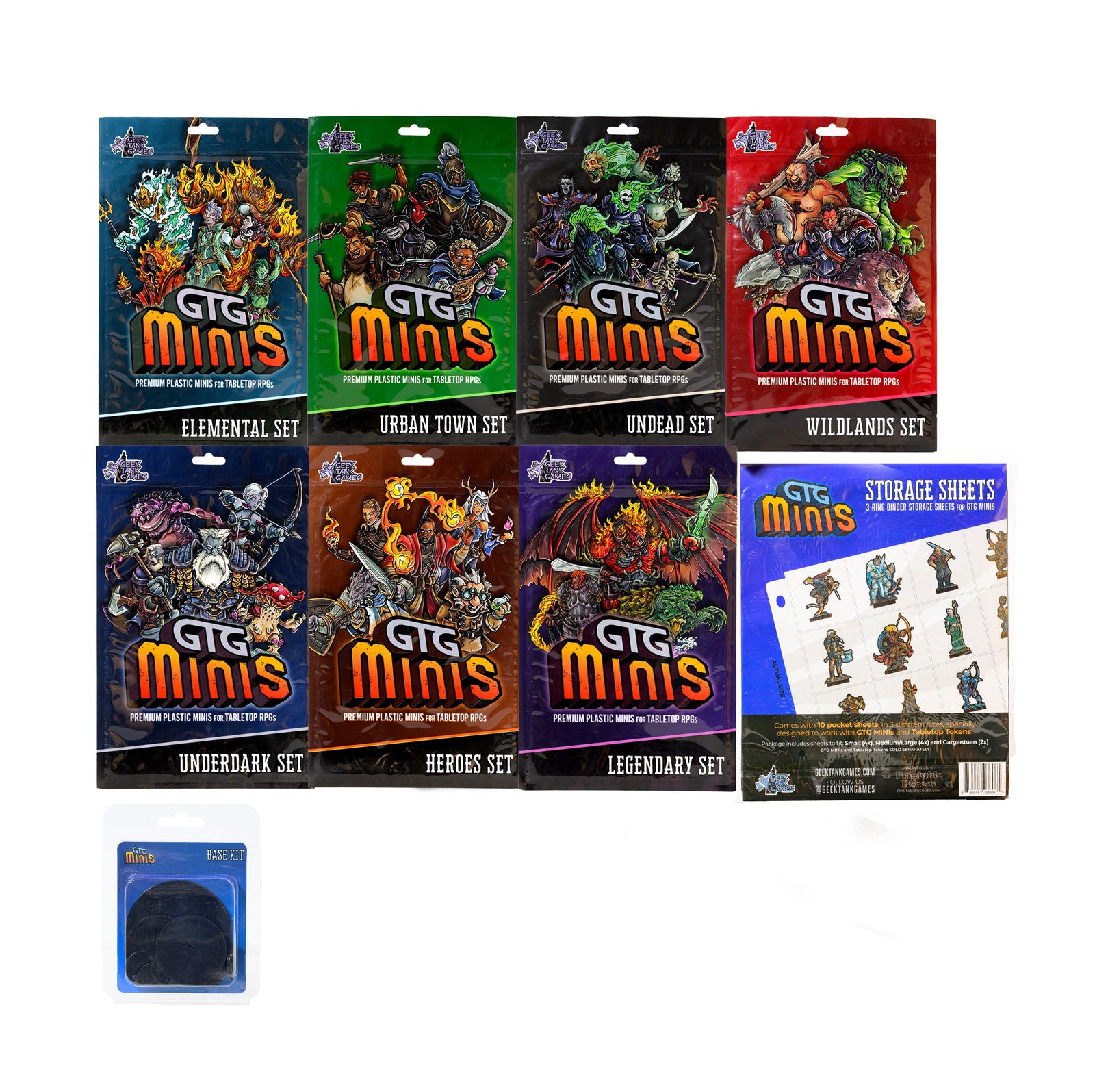 GTG Minis Bundle + Bases + Storage Sheets - Geek Tank Games
