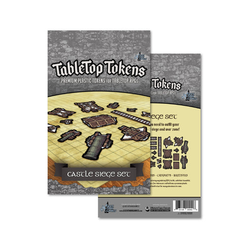 Tabletop tokens by geektank games - premium plastic tokens for tabletop rpgs - castle siege set with cannons, ladders, bows, and more!